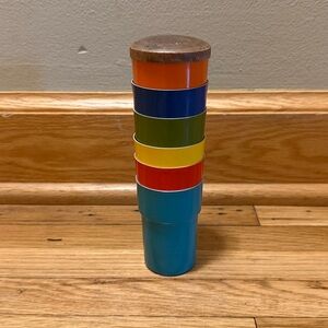 Vintage Aluminum cups Set of 6 stacking multi colored MCM